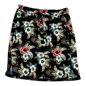 LOFT Blue and Coral  Floral Skirt Size L